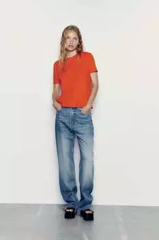 Базовая футболка ZARA, красный