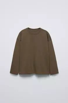 Базовая футболка ZARA, норка коричневая