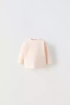Базовая футболка ZARA, светло-розовый