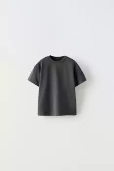 Базовая футболка ZARA, темный антрацит