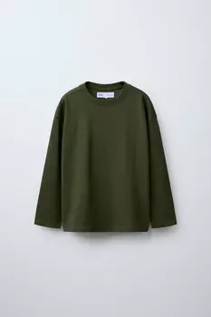 Базовая футболка ZARA, зеленый