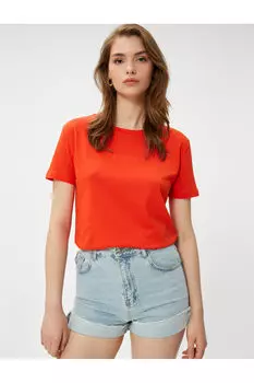 Базовая хлопковая футболка с коротким рукавом Koton, красный