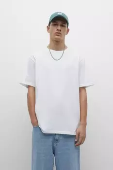 Базовая хлопковая футболка с короткими рукавами Pull&Bear, белый