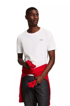 Базовая хлопковая футболка узкого кроя Esprit, белый