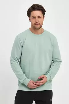 Базовая хлопковая мужская толстовка с круглым вырезом стандартного кроя RF0451 THE RULE, мятно-зеленый