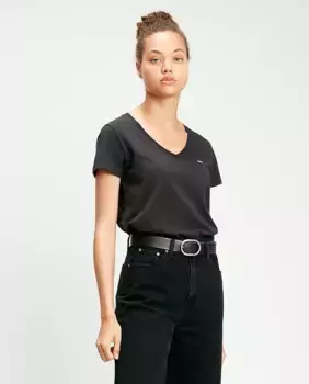 Базовая хлопковая женская футболка с V-образным вырезом Levi's, черный