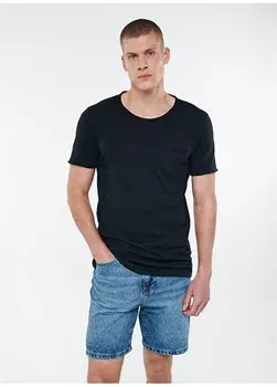 Базовая короткая черная мужская футболка с круглым вырезом Mavi, черный