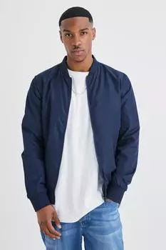 Базовая куртка-бомбер из нейлона Boohoo, нави