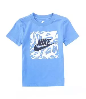 Базовая квадратная футболка с короткими рукавами Nike Little Boys 2T-7 Brandmark, синий