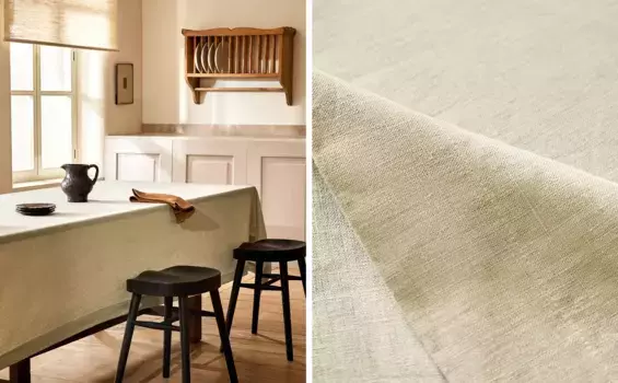 Базовая льняная скатерть Zara Home, зеленый
