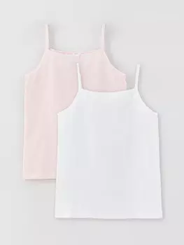 Базовая майка для девочек с квадратным вырезом и бретелями, упаковка из 2 шт. LCW Kids, светло-розовый