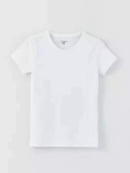 Базовая майка для мальчика с круглым вырезом и короткими рукавами LCW Kids, ярко-белый