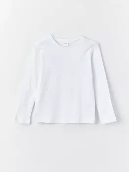 Базовая майка для мальчиков с круглым вырезом и длинными рукавами LCW Kids, ярко-белый