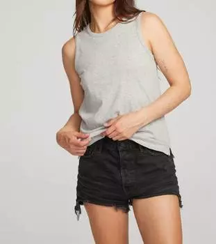 Базовая майка с разрезом цвета «меланжевый серый» Chaser