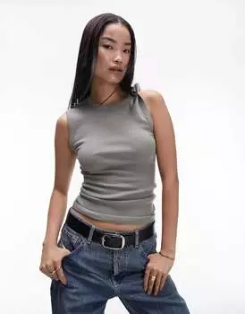 Базовая майка в рубчик Topshop цвета морской волны