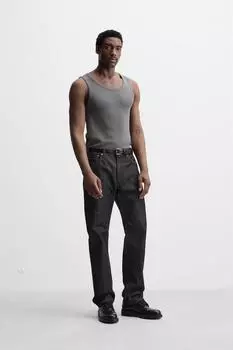 Базовая майка в рубчик ZARA, цвет Blue/Grey