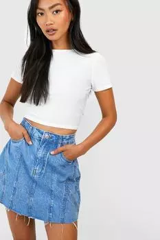 Базовая мини-юбка из денима Boohoo, синий