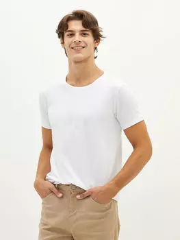 Базовая мужская футболка из чесаного хлопка с круглым вырезом и короткими рукавами LCW Casual