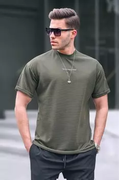 Базовая мужская футболка из лайкры цвета хаки Madmext