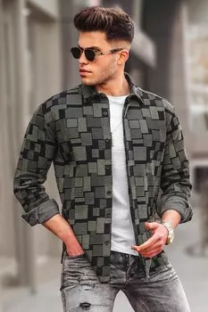 Базовая мужская рубашка цвета хаки 5523 MADMEXT