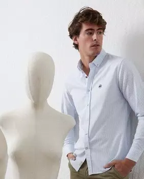 Базовая мужская рубашка в полоску Slim Altonadock, светло-синий