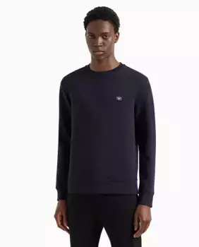 Базовая мужская толстовка с логотипом Emporio Armani, темно-синий