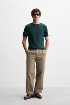 Базовая облегающая футболка ZARA, цвет Duck green