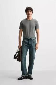 Базовая облегающая футболка ZARA, сероватый