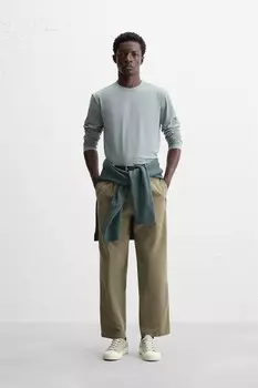 Базовая облегающая футболка ZARA, сероватый
