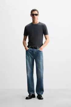 Базовая облегающая футболка ZARA, угольно-серый