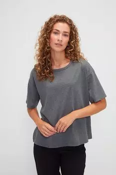 Базовая однотонная футболка с круглым вырезом и короткими рукавами MUN MUN, антрацит