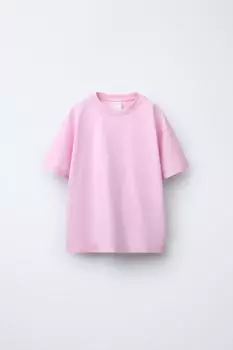Базовая однотонная футболка ZARA, розовый