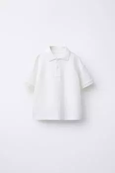 Базовая однотонная рубашка поло ZARA, белый