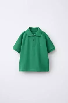Базовая однотонная рубашка поло ZARA, зеленый