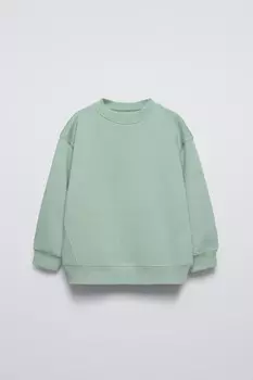 Базовая плюшевая толстовка ZARA, светло-зеленый