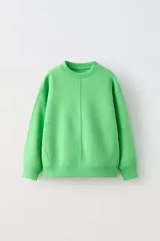 Базовая плюшевая толстовка ZARA, зеленый/экрю