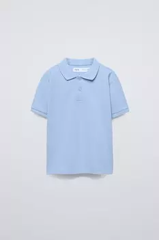 Базовая простая рубашка-поло ZARA, небесно-голубой