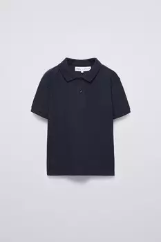 Базовая простая рубашка-поло ZARA, темно-синий