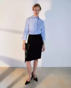 Базовая прямая короткая юбка Woman El Corte Ingls, темно-синий