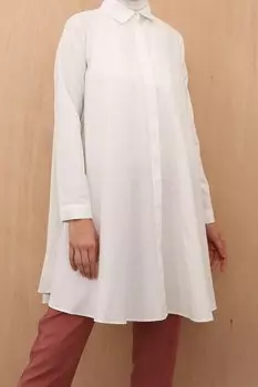 Базовая расклешенная рубашка-туника цвета экрю ALL DAY