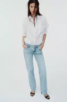 Базовая рубашка из 100% лена ZARA, белый