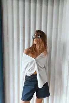 Базовая рубашка из поплин ZARA, белый
