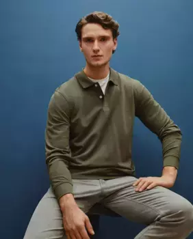 Базовая рубашка-поло из пике с длинными рукавами Dustin, цвет Kaki
