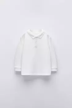 Базовая рубашка-поло из пике ZARA, белый
