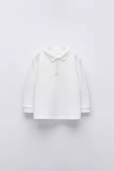 Базовая рубашка-поло из пике ZARA, белый