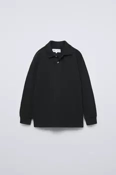 Базовая рубашка-поло из пике ZARA, черный