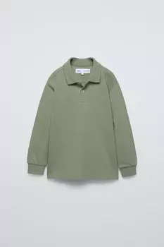 Базовая рубашка-поло из пике ZARA, средне-зеленый