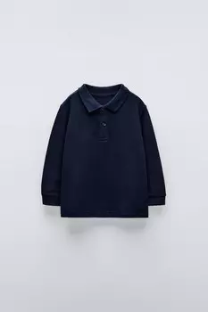 Базовая рубашка-поло из пике ZARA, темно-синий