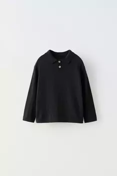 Базовая рубашка-поло ZARA, черный