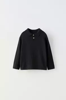 Базовая рубашка-поло ZARA, черный